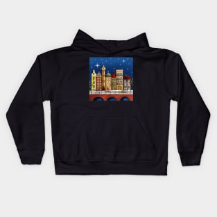 Amsterdam houses in the night Kids Hoodie